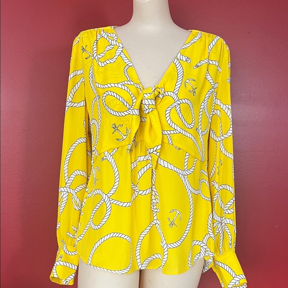 CAbi Tops - Like new CAbi Yellow Nautical Print Blouse